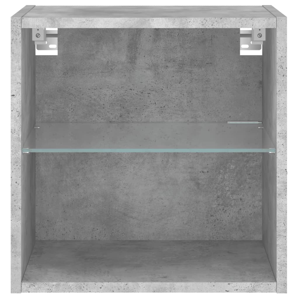 Bedside Cabinet with LED Lights Wall-mounted Concrete Grey