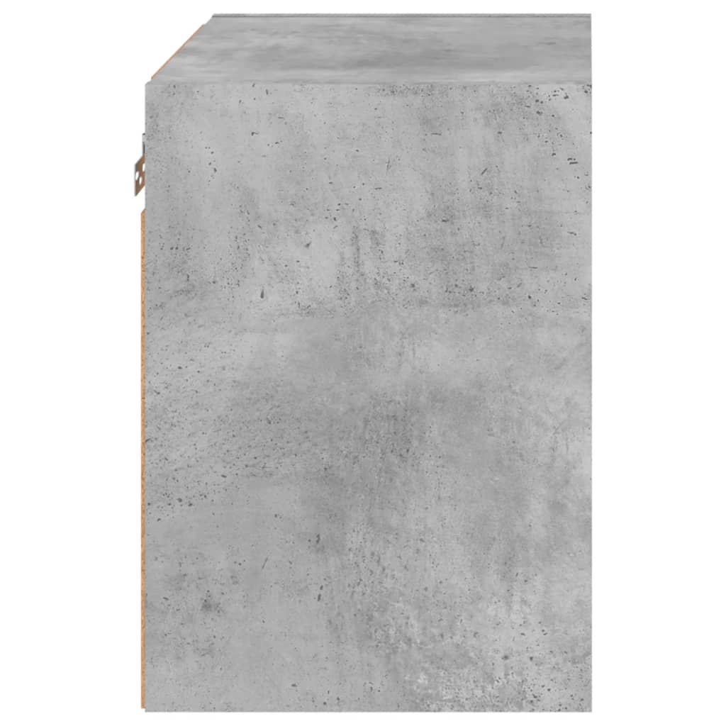 Bedside Cabinet with LED Lights Wall-mounted Concrete Grey