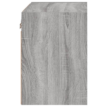 Bedside Cabinet with LED Lights Wall-mounted Grey Sonoma