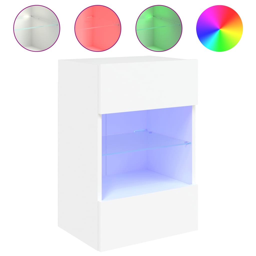 TV Wall Cabinet with LED Lights White 40x30x60,5 cm