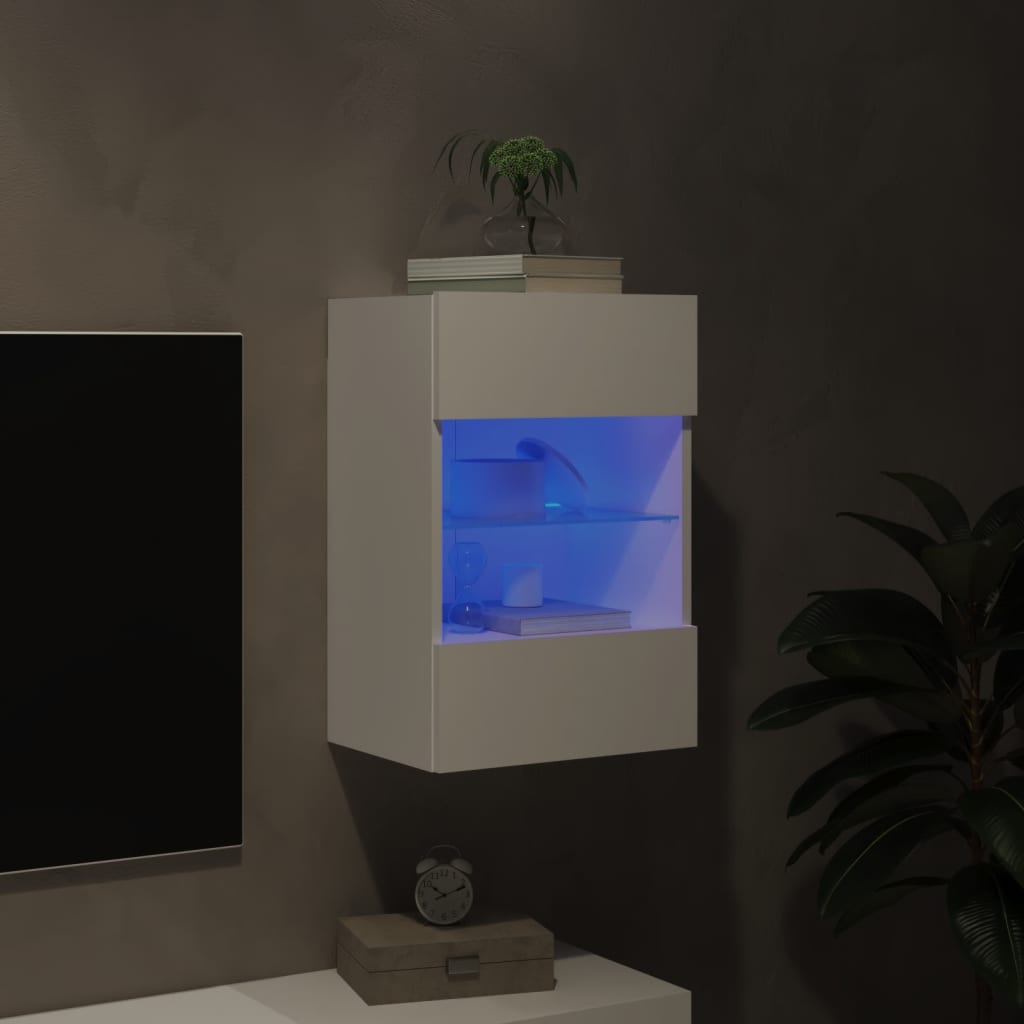 TV Wall Cabinet with LED Lights White 40x30x60,5 cm