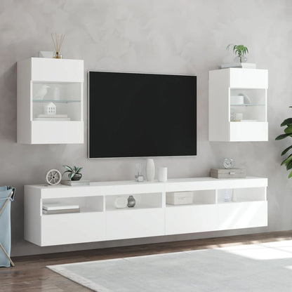 TV Wall Cabinet with LED Lights White 40x30x60,5 cm