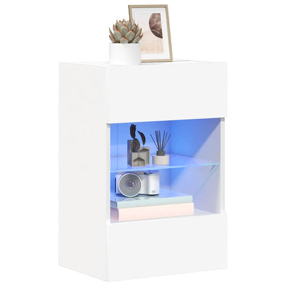 Wall Cabinets with LED Lights for TV 2 pcs White 40x30x60,5 cm