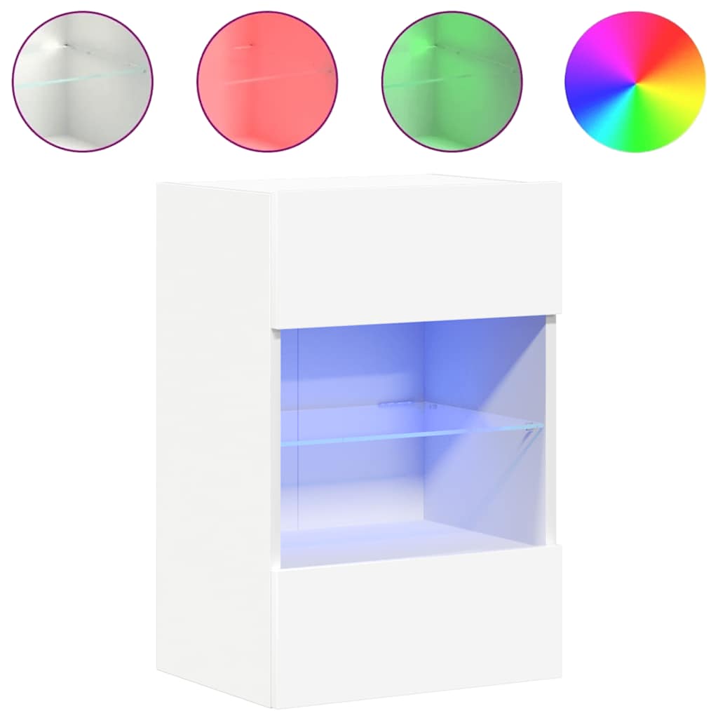 Wall Cabinets with LED Lights for TV 2 pcs White 40x30x60,5 cm