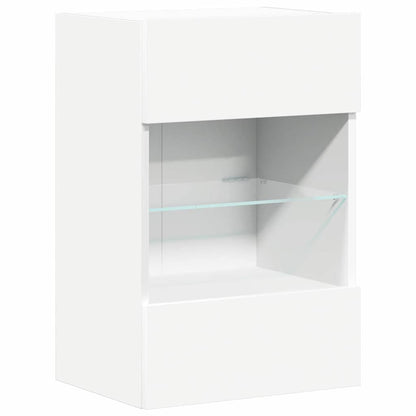 Wall Cabinets with LED Lights for TV 2 pcs White 40x30x60,5 cm