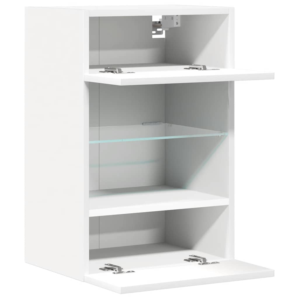 Wall Cabinets with LED Lights for TV 2 pcs White 40x30x60,5 cm