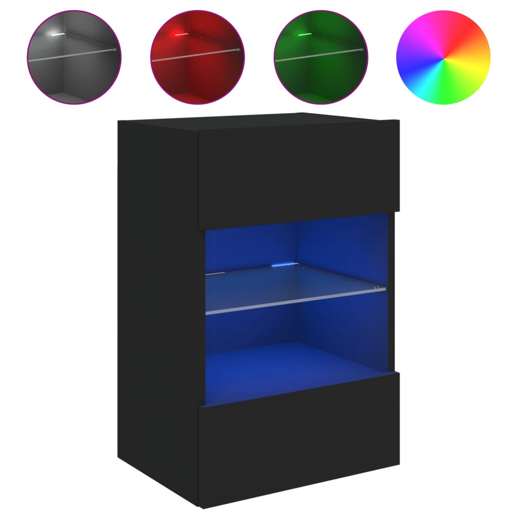 TV Wall Cabinet with LED Lights Black 40x30x60,5 cm