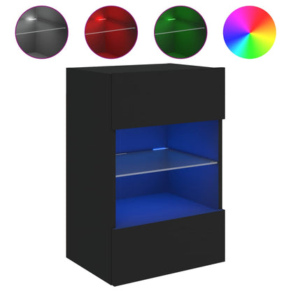 TV Wall Cabinet with LED Lights Black 40x30x60,5 cm