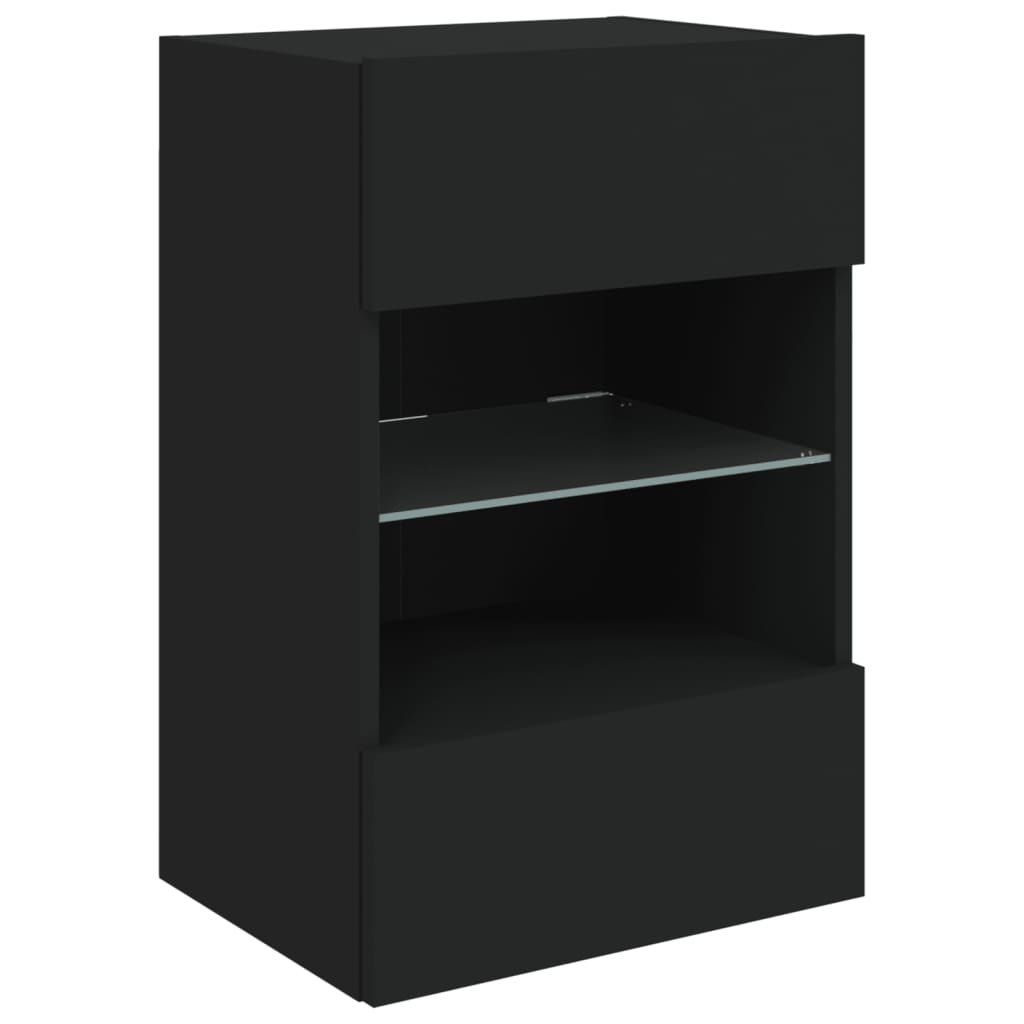 TV Wall Cabinet with LED Lights Black 40x30x60,5 cm
