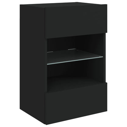 TV Wall Cabinet with LED Lights Black 40x30x60,5 cm