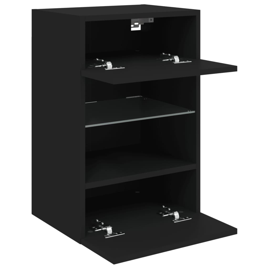 TV Wall Cabinet with LED Lights Black 40x30x60,5 cm