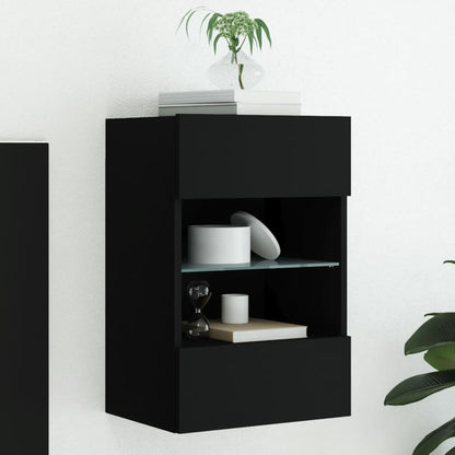 TV Wall Cabinet with LED Lights Black 40x30x60,5 cm