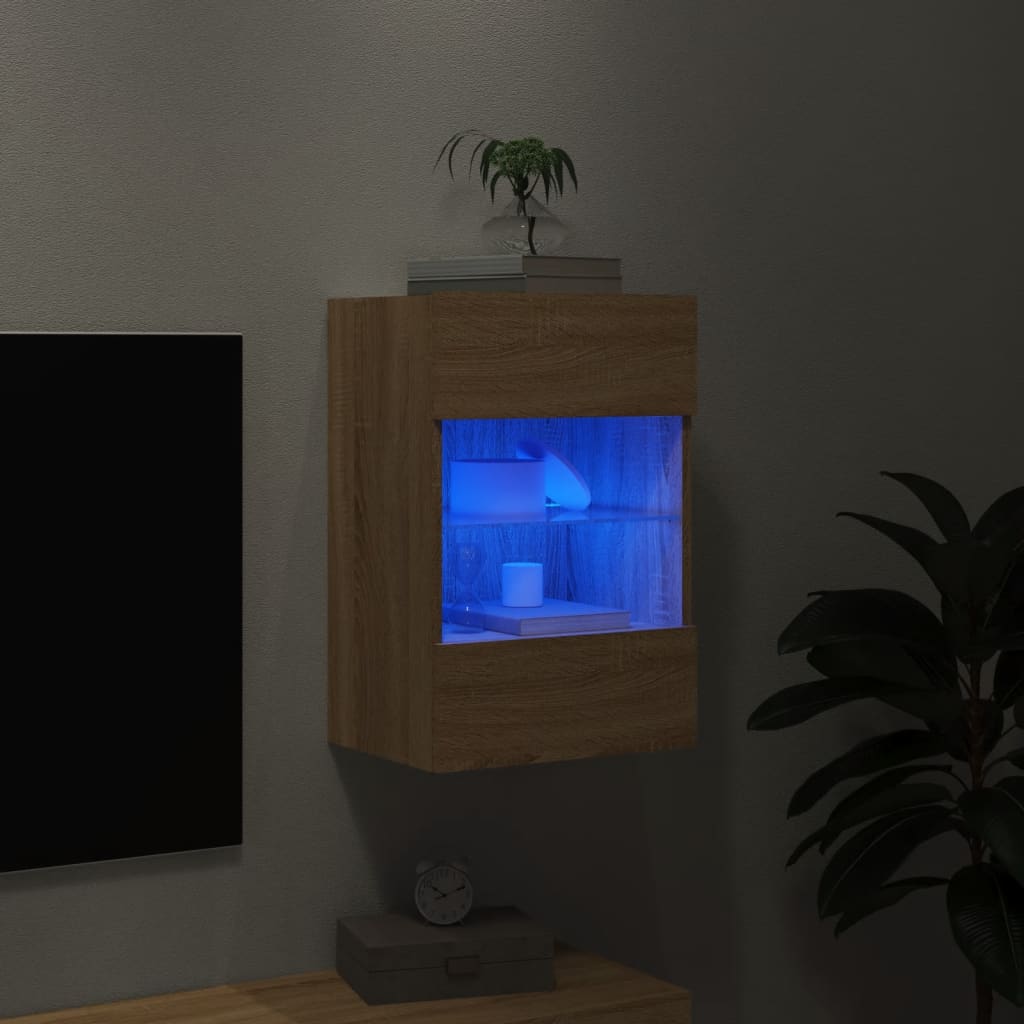TV Wall Cabinet with LED Lights Sonoma Oak 40x30x60,5 cm