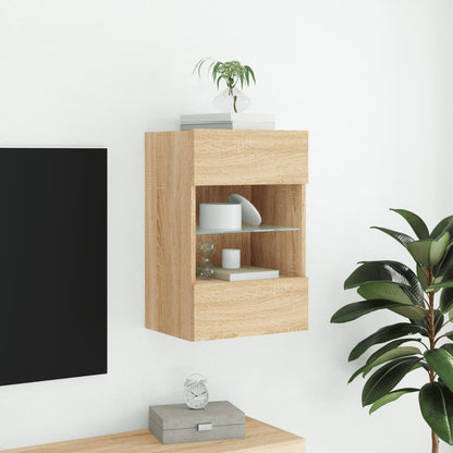 TV Wall Cabinet with LED Lights Sonoma Oak 40x30x60,5 cm