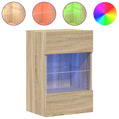 Wall Cabinets with LED Lights for TV 2 pcs Sonoma Oak 40x30x60,5 cm