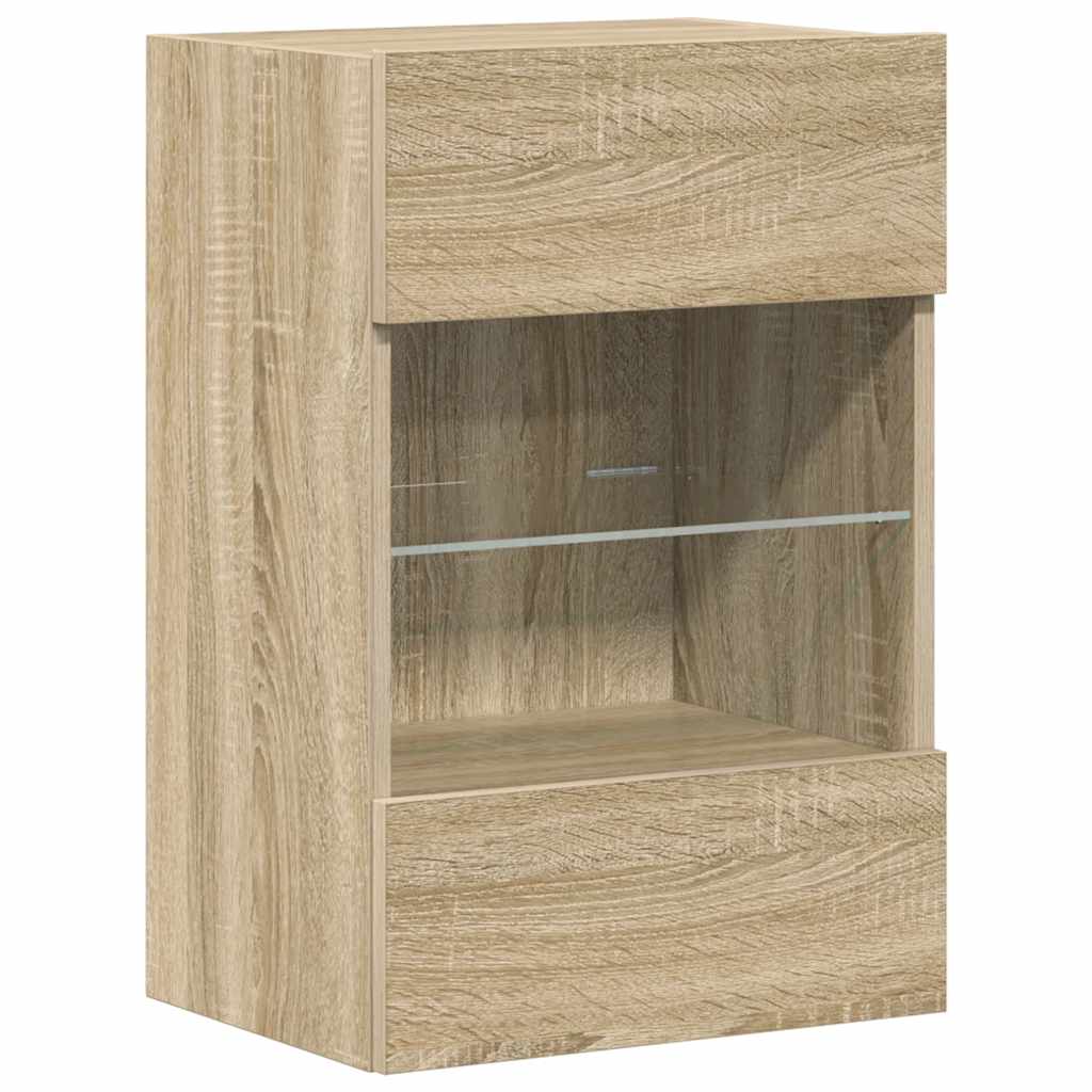 Wall Cabinets with LED Lights for TV 2 pcs Sonoma Oak 40x30x60,5 cm