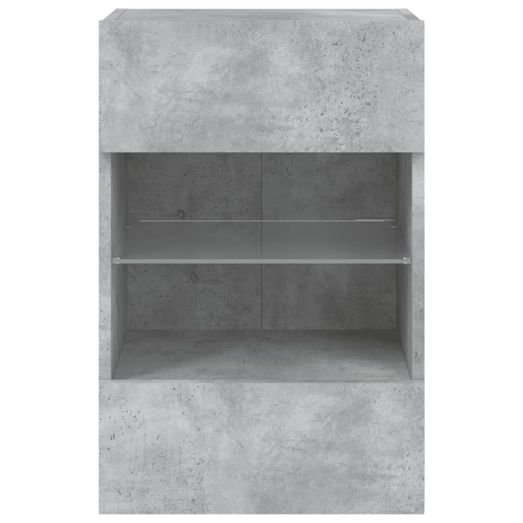 TV Wall Cabinet with LED Lights Concrete Grey 40x30x60,5 cm