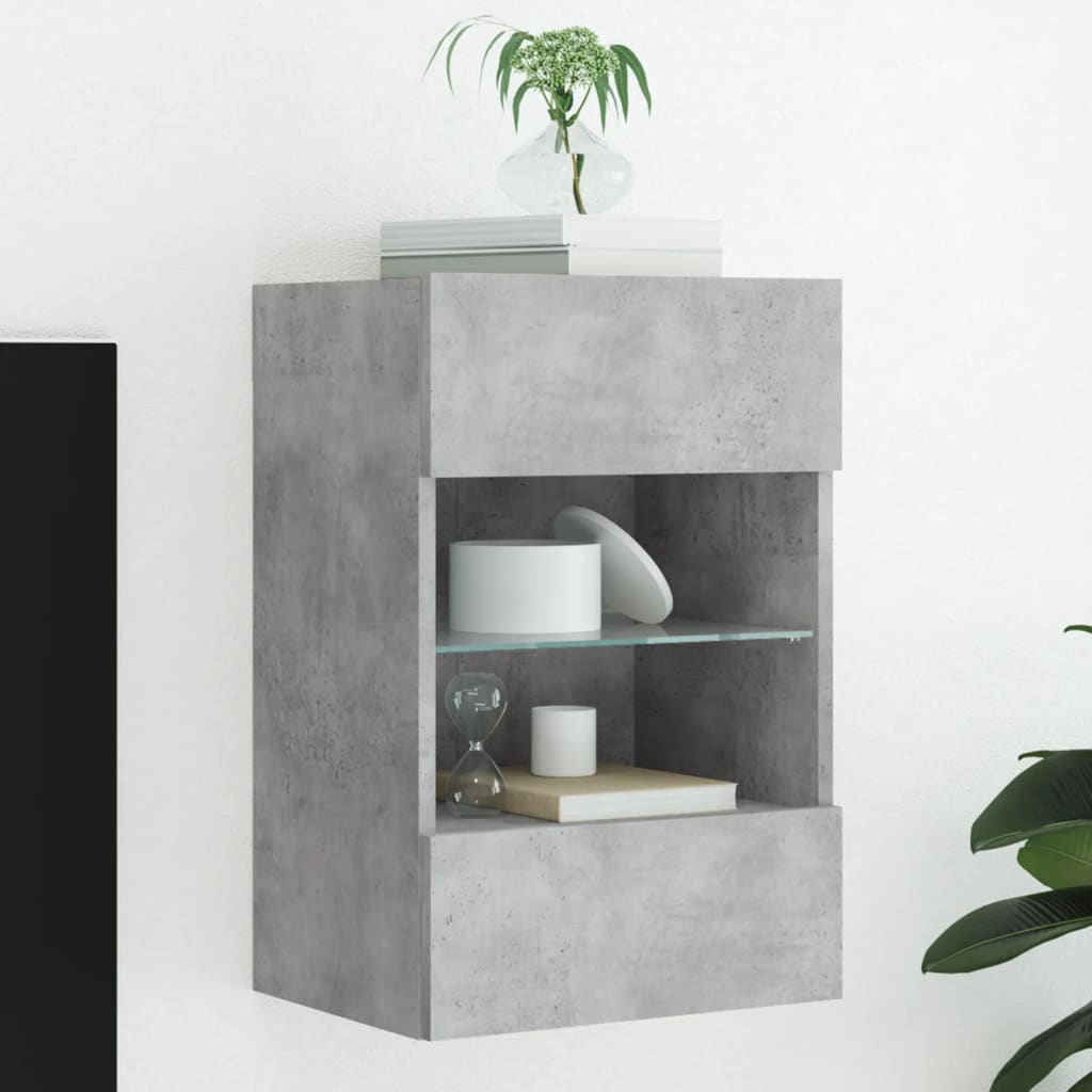 TV Wall Cabinet with LED Lights Concrete Grey 40x30x60,5 cm