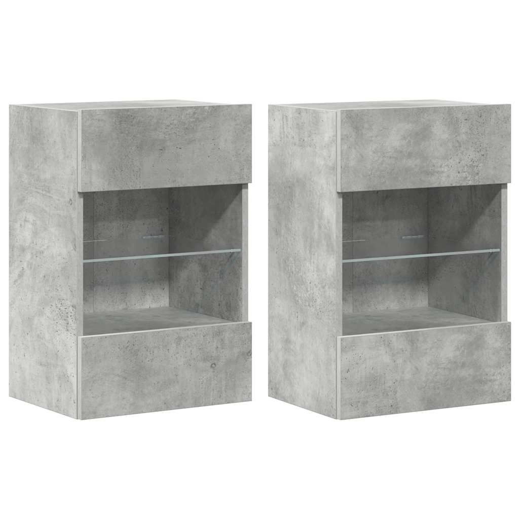 Wall Cabinets with LED Lights for TV 2 pcs Concrete Grey 40x30x60,5 cm