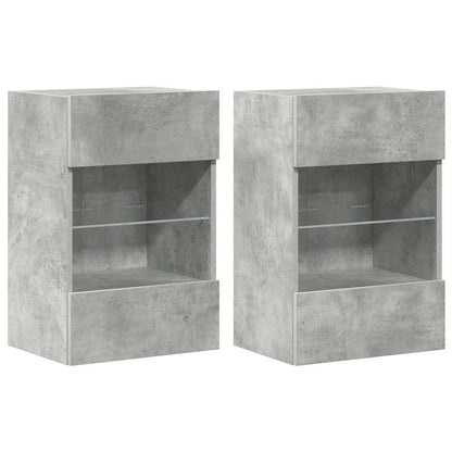 Wall Cabinets with LED Lights for TV 2 pcs Concrete Grey 40x30x60,5 cm