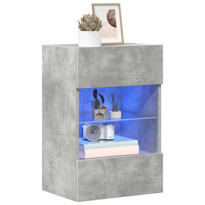 Wall Cabinets with LED Lights for TV 2 pcs Concrete Grey 40x30x60,5 cm