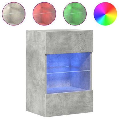 Wall Cabinets with LED Lights for TV 2 pcs Concrete Grey 40x30x60,5 cm