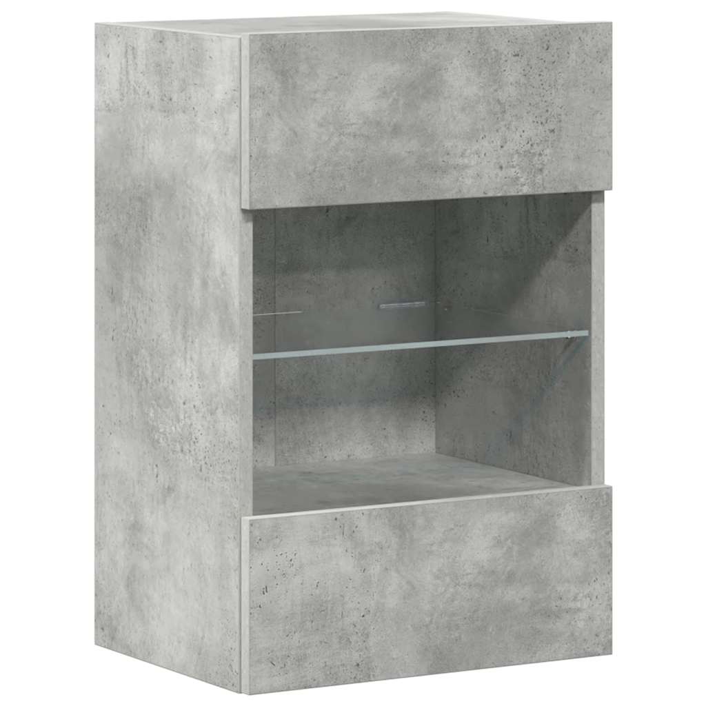 Wall Cabinets with LED Lights for TV 2 pcs Concrete Grey 40x30x60,5 cm
