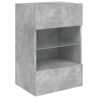 TV Wall Cabinets with LED Lights 2 pcs Concrete Grey 40x30x60.5 cm