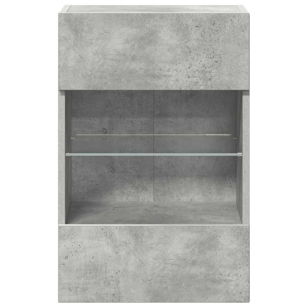 Wall Cabinets with LED Lights for TV 2 pcs Concrete Grey 40x30x60,5 cm