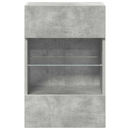 Wall Cabinets with LED Lights for TV 2 pcs Concrete Grey 40x30x60,5 cm