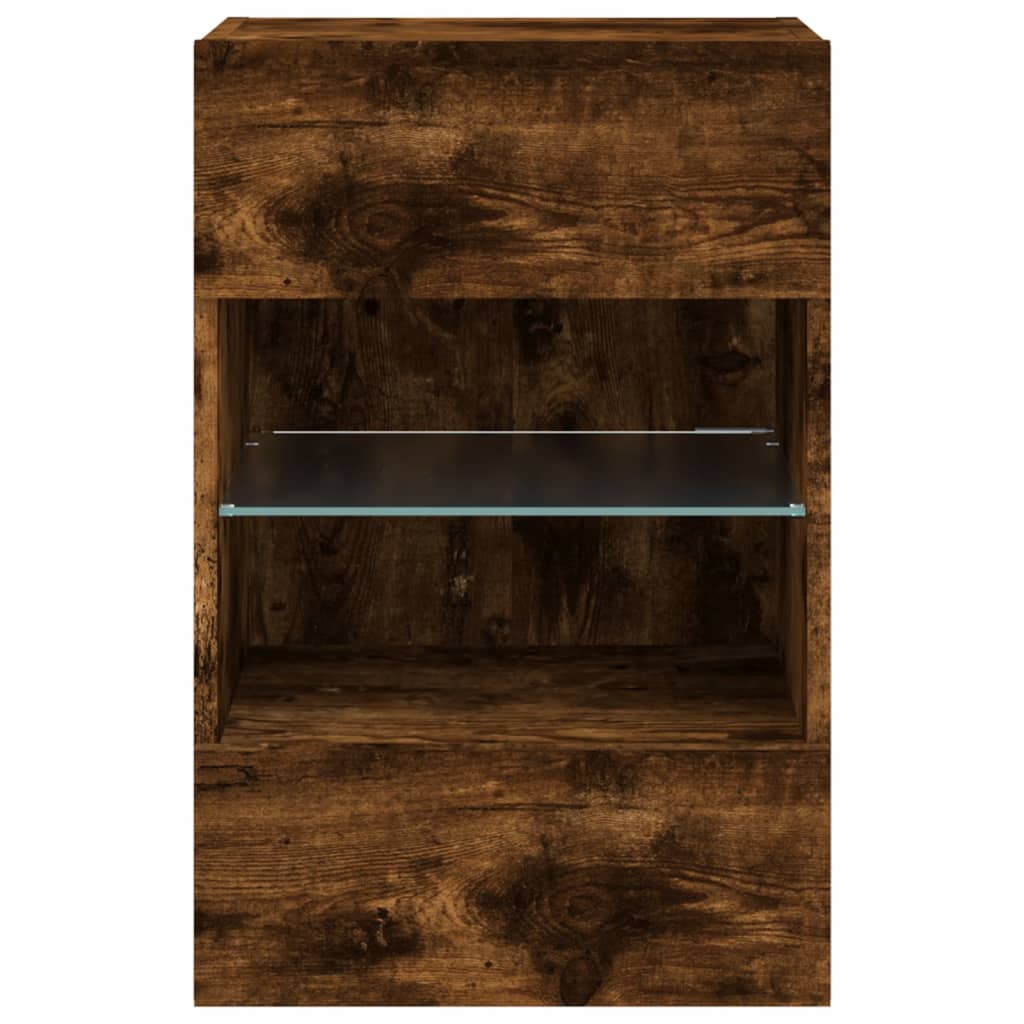 TV Wall Cabinet with LED Lights Smoked Oak 40x30x60,5 cm