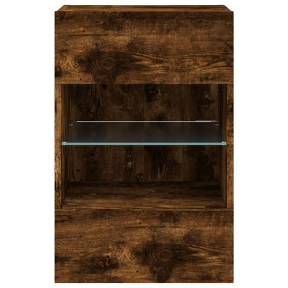 TV Wall Cabinet with LED Lights Smoked Oak 40x30x60,5 cm