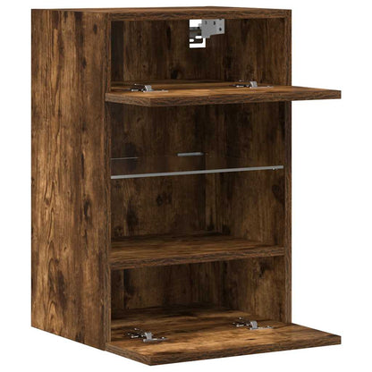 Wall Cabinets with LED Lights for TV 2 pcs Smoked Oak 40x30x60,5 cm