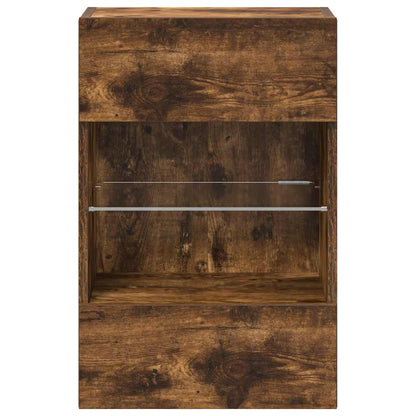 Wall Cabinets with LED Lights for TV 2 pcs Smoked Oak 40x30x60,5 cm