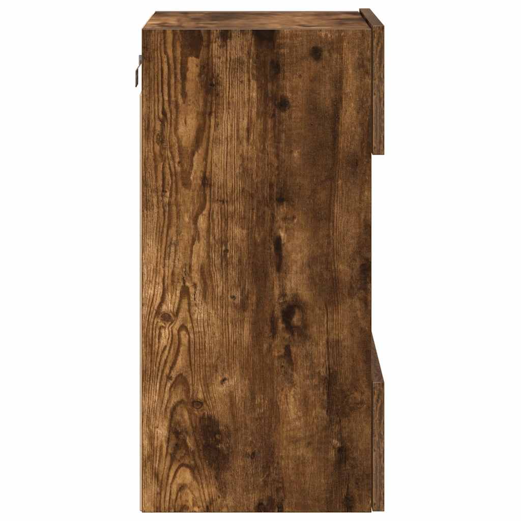 Wall Cabinets with LED Lights for TV 2 pcs Smoked Oak 40x30x60,5 cm