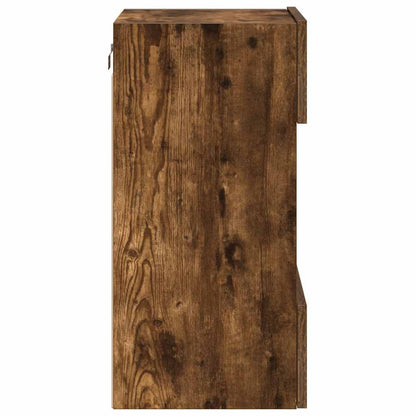 Wall Cabinets with LED Lights for TV 2 pcs Smoked Oak 40x30x60,5 cm