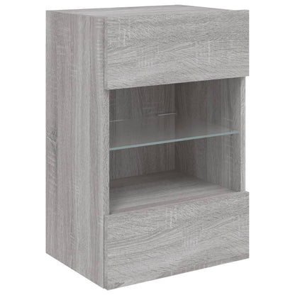 TV Wall Cabinet with LED Lights Grey Sonoma 40x30x60,5 cm