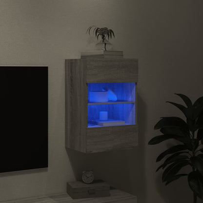 TV Wall Cabinet with LED Lights Grey Sonoma 40x30x60,5 cm