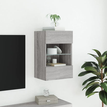 TV Wall Cabinet with LED Lights Grey Sonoma 40x30x60,5 cm