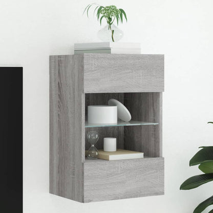 TV Wall Cabinet with LED Lights Grey Sonoma 40x30x60,5 cm