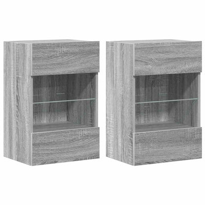 Wall Cabinets with LED Lights for TV 2 pcs Grey Sonoma 40x30x60,5 cm