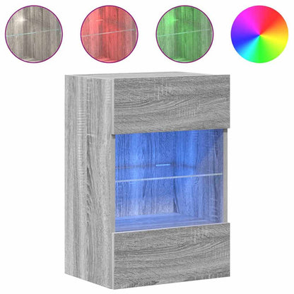 Wall Cabinets with LED Lights for TV 2 pcs Grey Sonoma 40x30x60,5 cm