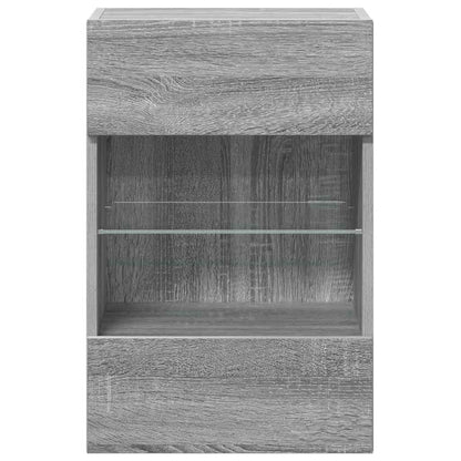 Wall Cabinets with LED Lights for TV 2 pcs Grey Sonoma 40x30x60,5 cm