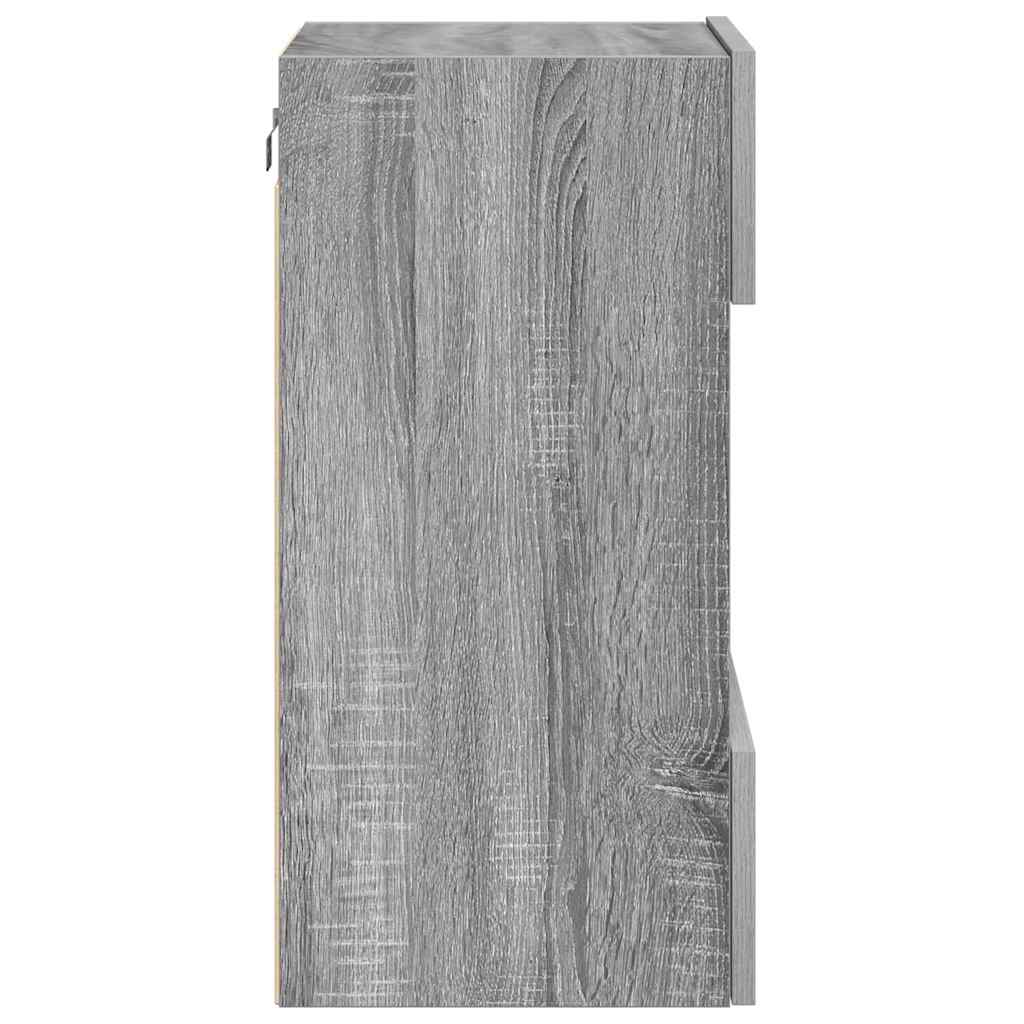 Wall Cabinets with LED Lights for TV 2 pcs Grey Sonoma 40x30x60,5 cm