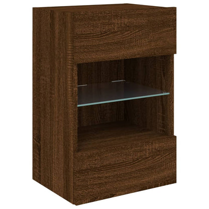 TV Wall Cabinet with LED Lights Brown Oak 40x30x60,5 cm