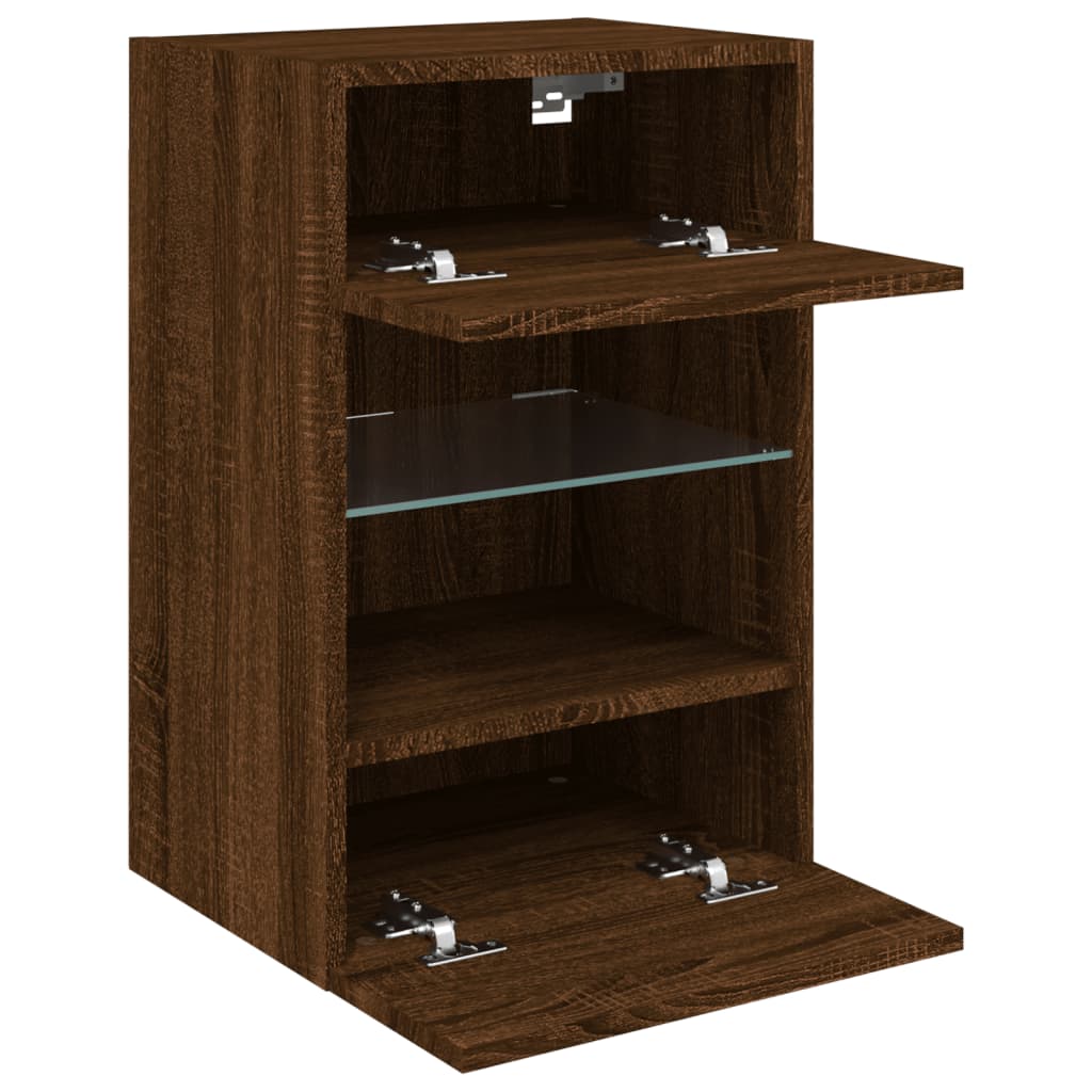 TV Wall Cabinet with LED Lights Brown Oak 40x30x60,5 cm