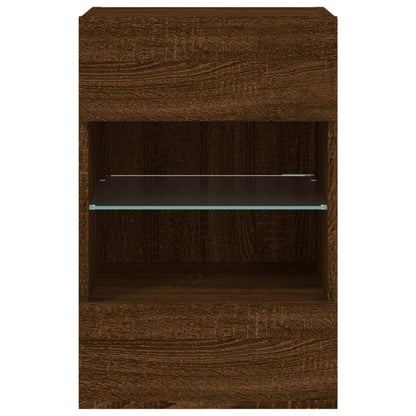 TV Wall Cabinet with LED Lights Brown Oak 40x30x60,5 cm