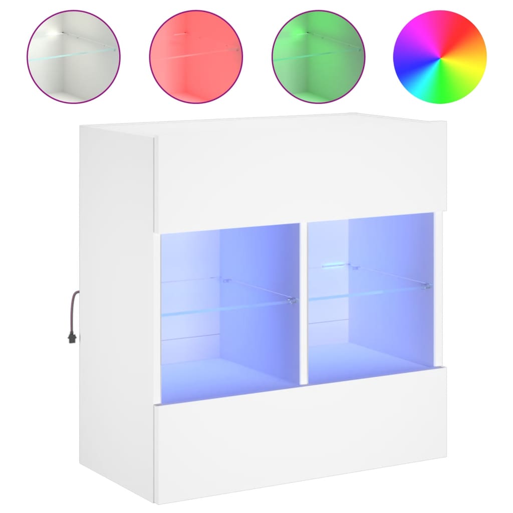 TV Wall Cabinet with LED Lights White 58,5x30x60,5 cm