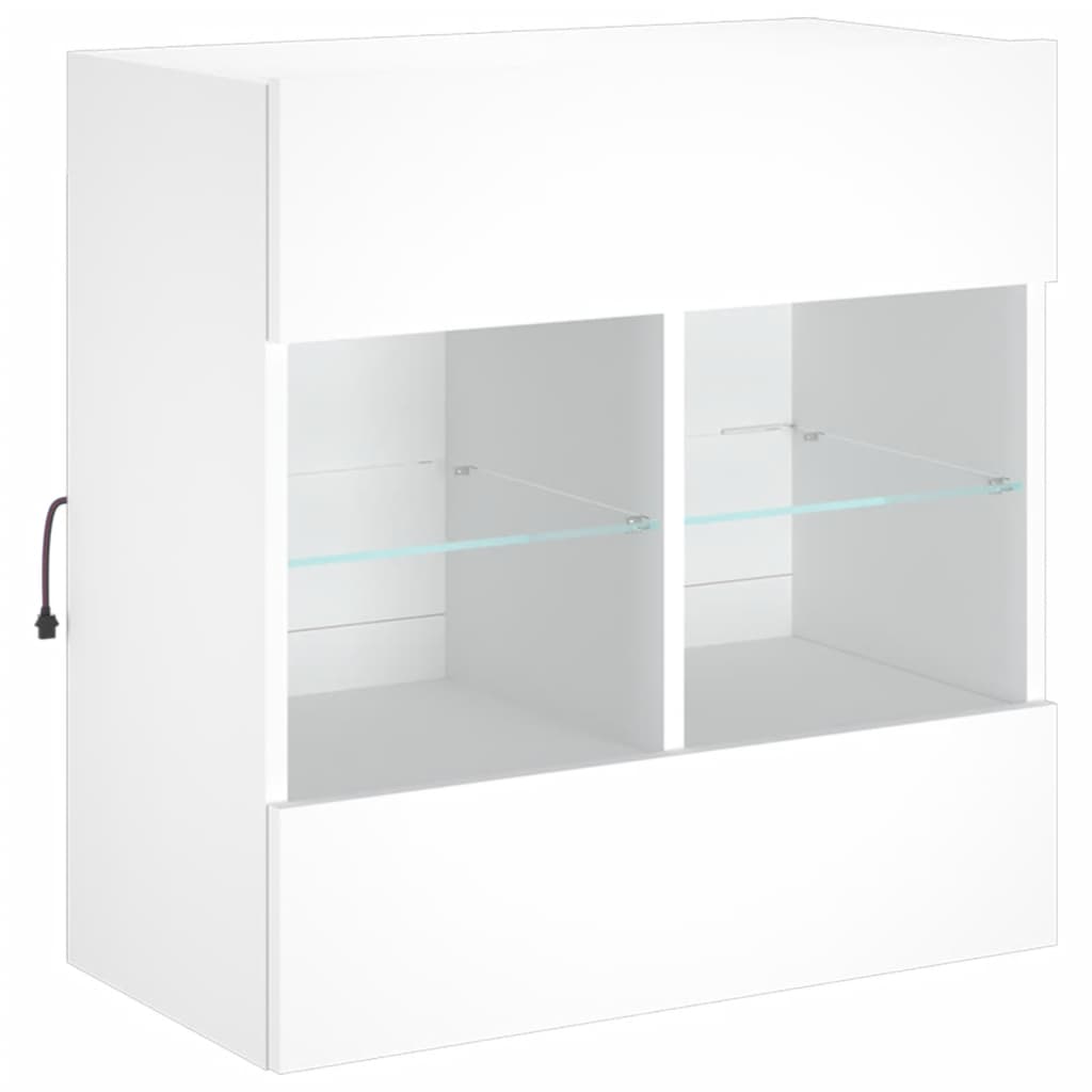 TV Wall Cabinet with LED Lights White 58,5x30x60,5 cm