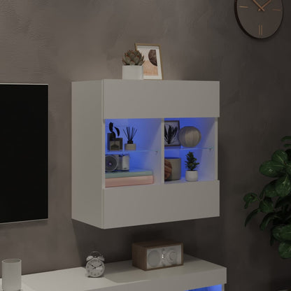 TV Wall Cabinet with LED Lights White 58,5x30x60,5 cm